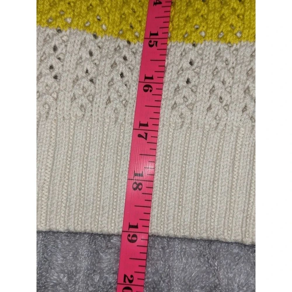 A New Day‎ Women's Yellow White Quarter Zip Mock Turtleneck Pullover Sweater M